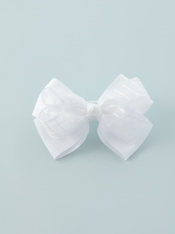 Бант для волос на резинке «Школьница», клеточка, 9 см, белый