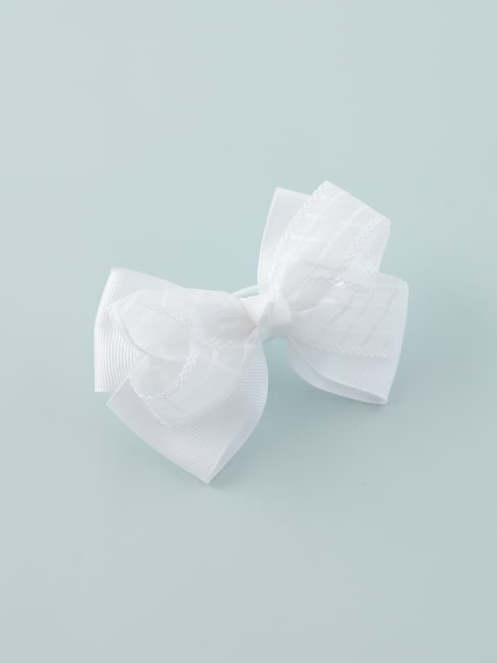 Бант для волос на резинке «Школьница», клеточка, 9 см, белый