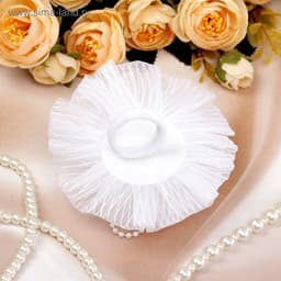 Бант для волос на резинке «Школьница», полосатик, d=9 см, белый