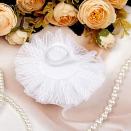 Бант для волос на резинке «Школьница», полосатик серединка, d=9 см, белый