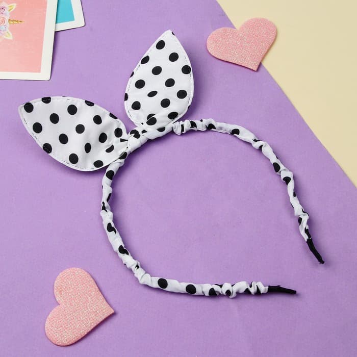 Ободок для волос Выбражулька «Веселые ушки», горох, белый