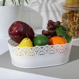 Корзинка для хлеба и фруктов IDEA «Ажур», пластик, 14×22×8 см, белая