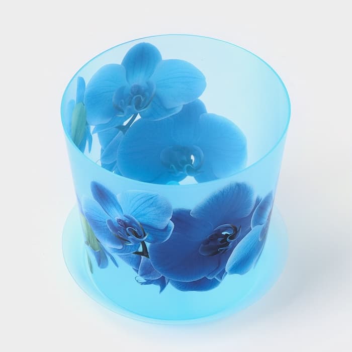 Горшок для орхидей с поддоном IDEA «Деко», 1.2 л, пластиковый, голубой