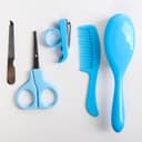 Набор по уходу за ребёнком, 5 предметов: щётка, расчёска, безопасные ножницы, пилочка и щипчики для ногтей, голубой