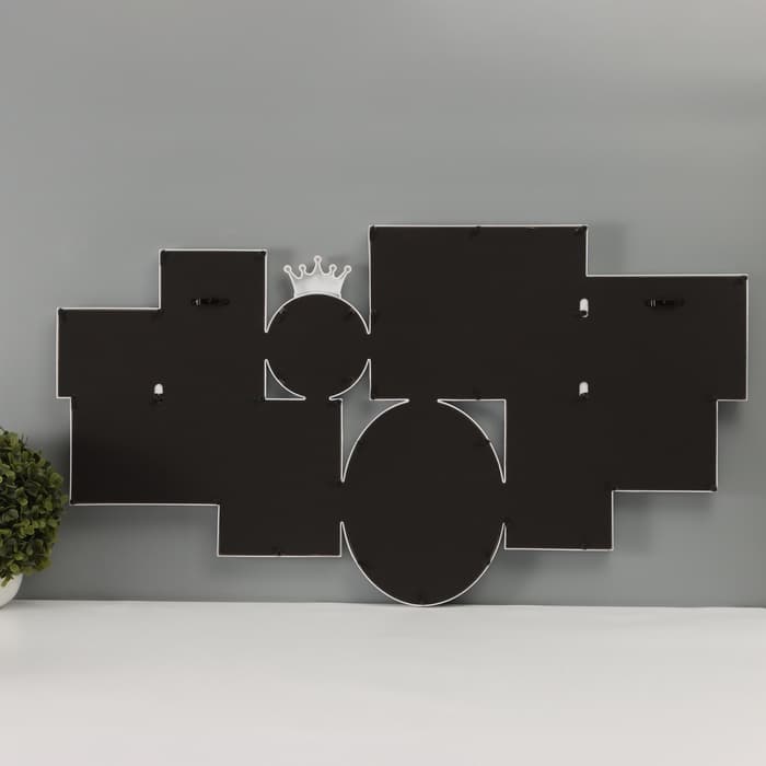 Фоторамка - коллаж на 10 фото 10×10 см, 10×15 см, 13×18 см, 15×20, 20×25 см «Корона», белая, 45×80 см