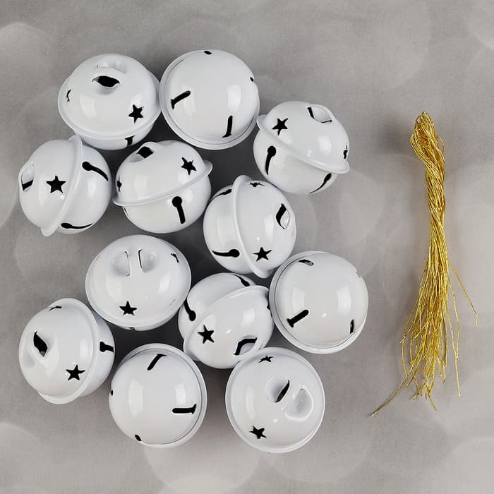 Бубенчики для рукоделия, набор 12 шт., размер 1 шт. — 3 см, белые