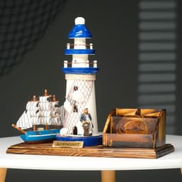 Набор настольный «Маяк»: подставка для ручек, визитница, 14×30×27 см