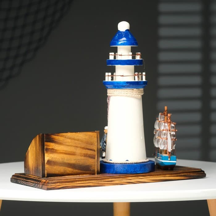Набор настольный «Маяк»: подставка для ручек, визитница, 14×30×27 см