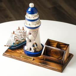Набор настольный «Маяк»: подставка для ручек, визитница, 14×30×27 см