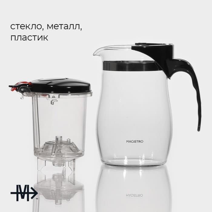 Чайник заварочный гунфу Magistro «Мехико», 750 мл, пластиковое сито, боросиликатное стекло, прозрачный