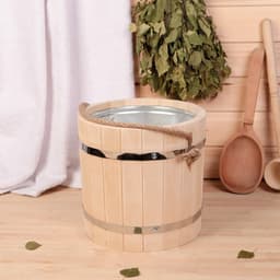 Ведро для бани и сауны, 7 л, липа, оцинкованная вставка, ручка - верёвка, «Добропаровъ»