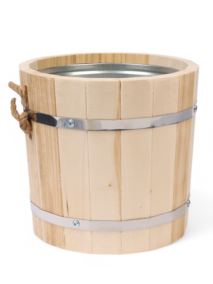 Ведро для бани и сауны, 7 л, липа, оцинкованная вставка, ручка - верёвка, «Добропаровъ»