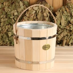 Ведро для бани и сауны, 7 л, липа, оцинкованная вставка, ручка - верёвка, «Добропаровъ»