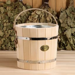 Ведро для бани и сауны, 7 л, липа, оцинкованная вставка, ручка - верёвка, «Добропаровъ»