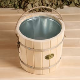 Ведро для бани и сауны, 7 л, липа, оцинкованная вставка, ручка - верёвка, «Добропаровъ»