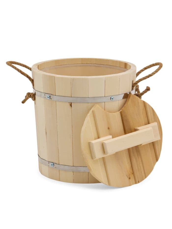Запарник - ведро для бани и сауны, 13 л, липа, пластиковая вставка, с крышкой, «Добропаровъ»