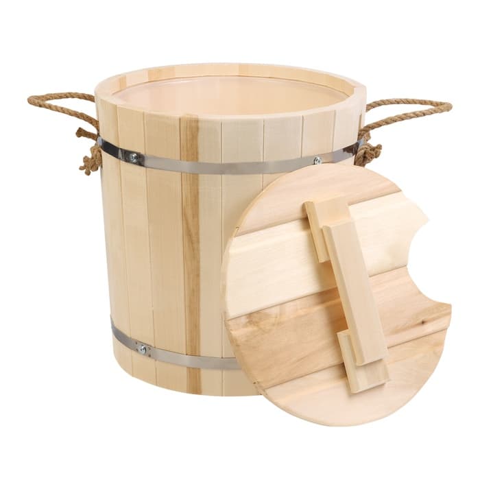 Запарник - ведро для бани и сауны, 18 л, липа, пластиковая вставка, с крышкой, «Добропаровъ»