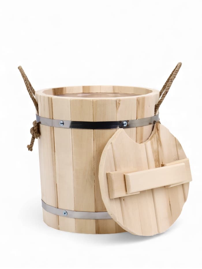 Запарник - ведро для бани и сауны, 9 л, липа, пластиковая вставка, с крышкой, «Добропаровъ»