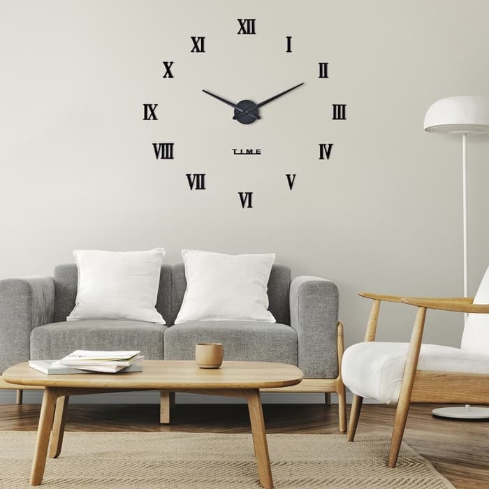 Часы настенные интерьерные большие, 3d «Лорье», плавный ход, наклейка, d=120 см, чёрные