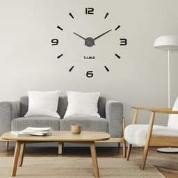 Часы настенные интерьерные большие, 3d «Кавалье», плавный ход, наклейка, d=120 см, чёрные