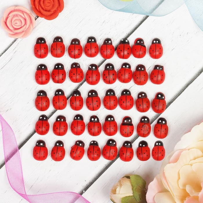 Наклейки «Божьи коровки», красные, набор 40 шт., размер 1 шт.: 1×1.2 см
