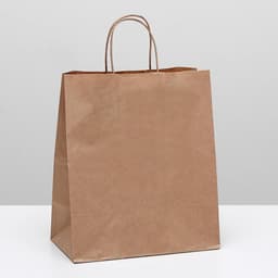 Пакет крафт без печати, круглая ручка 24×14×28 см