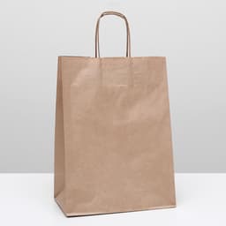 Пакет крафт без печати, круглая ручка 26×15×35 см