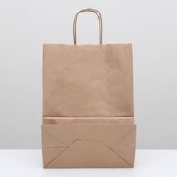 Пакет крафт без печати, круглая ручка 26×15×35 см