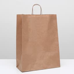 Пакет крафт без печати, круглая ручка 35×15×42 см