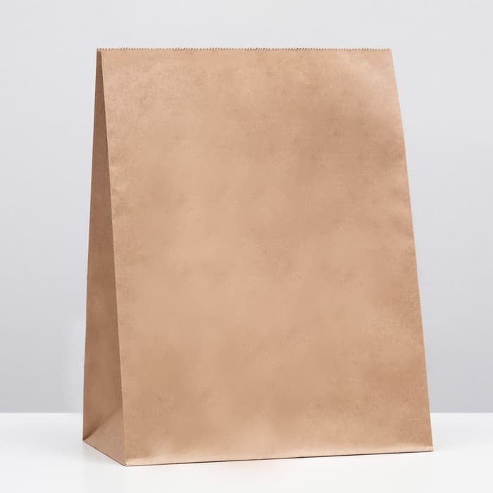 Пакет крафт бумажный фасовочный, прямоугольное дно 26×15×34 см