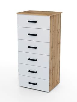Комод напольный для хранения «Клик Мебель» №5, 600×450×1250 мм, цвет дуб вотан/белый