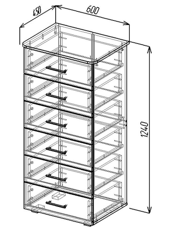 Комод напольный для хранения «Клик Мебель» №5, 600×450×1250 мм, цвет дуб вотан/белый