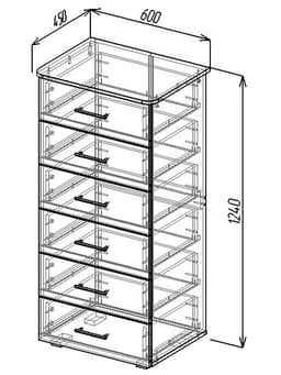 Комод напольный для хранения «Клик Мебель» №5, 600×450×1250 мм, цвет дуб вотан/белый