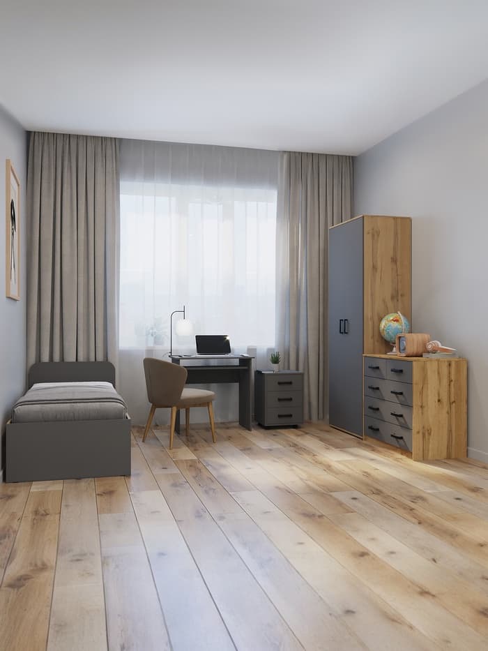 Тумба выкатная «Клик Мебель», на колёсиках, 420×400×585 мм, цвет тёмно - серый