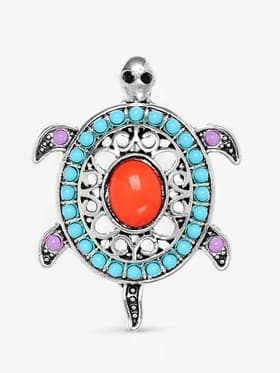 Брошь «Этника. Черепашка», разноцветная в серебре