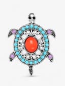 Брошь «Этника. Черепашка», разноцветная в серебре