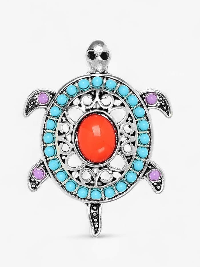 Брошь «Этника. Черепашка», разноцветная в серебре