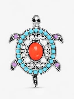 Брошь «Этника. Черепашка», разноцветная в серебре