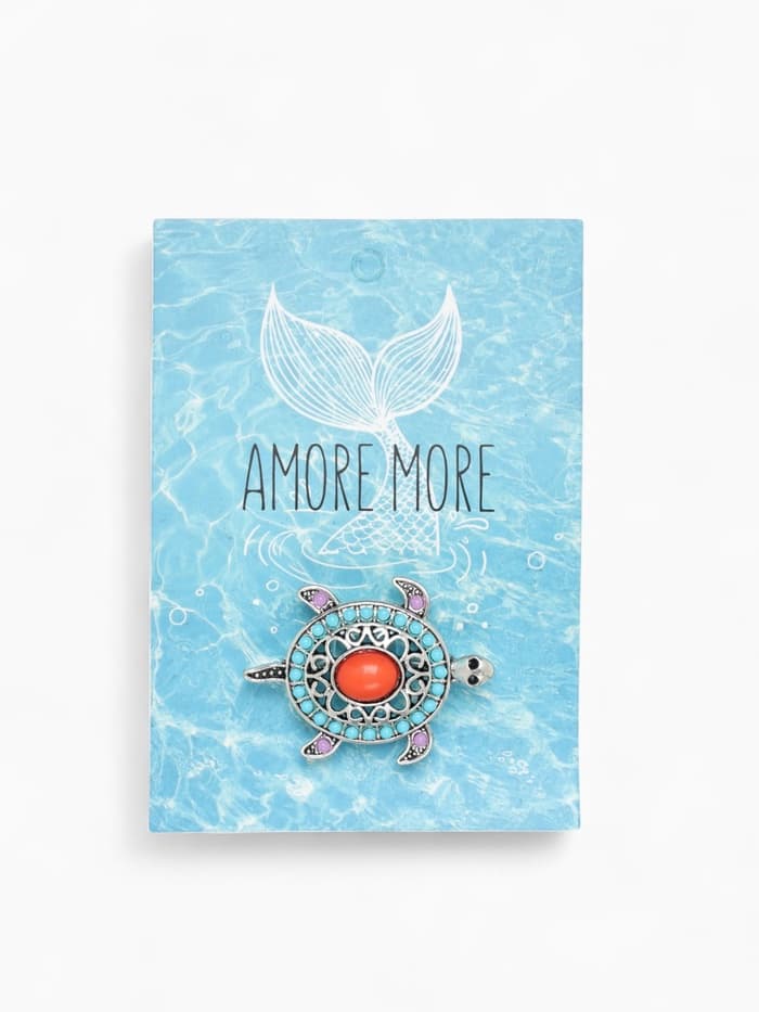 Брошь «Этника. Черепашка», разноцветная в серебре