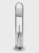 Ёршик для унитаза с подставкой напольный, 22×22×82 см, с держателем для туалетной бумаги, хром