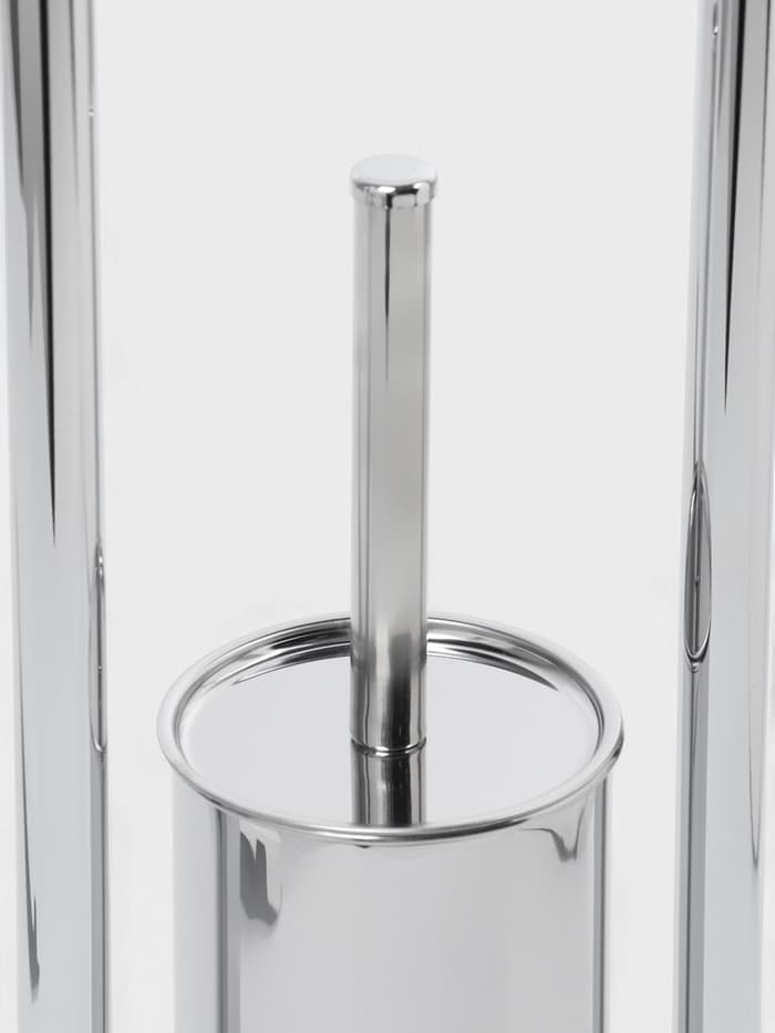 Ёршик для унитаза с подставкой напольный, 22×22×82 см, с держателем для туалетной бумаги, хром