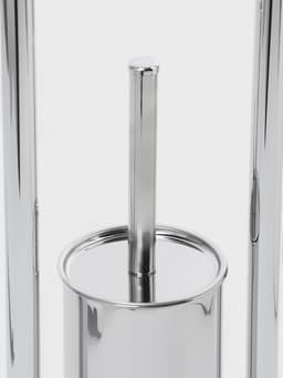 Ёршик для унитаза с подставкой напольный, 22×22×82 см, с держателем для туалетной бумаги, хром