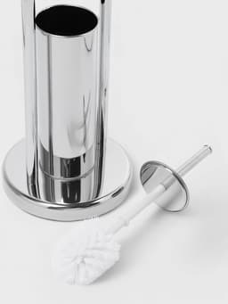 Ёршик для унитаза с подставкой напольный, 22×22×82 см, с держателем для туалетной бумаги, хром