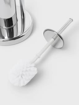 Ёршик для унитаза с подставкой напольный, 22×22×82 см, с держателем для туалетной бумаги, хром