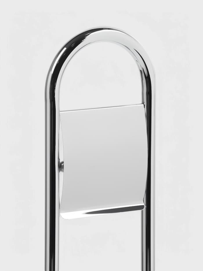 Ёршик для унитаза с подставкой напольный, 22×22×82 см, с держателем для туалетной бумаги, хром