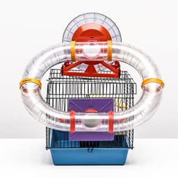 Клетка для грызунов малая, 40×25×22 см, с лабиринтом, колесом и домом, цвет МИКС