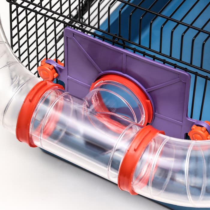 Клетка для грызунов малая, 40×25×22 см, с лабиринтом, колесом и домом, цвет МИКС