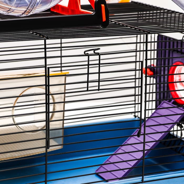 Клетка для грызунов малая, 40×25×22 см, с лабиринтом, колесом и домом, цвет МИКС