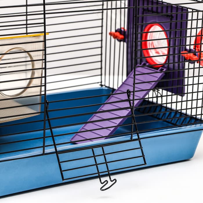 Клетка для грызунов малая, 40×25×22 см, с лабиринтом, колесом и домом, цвет МИКС