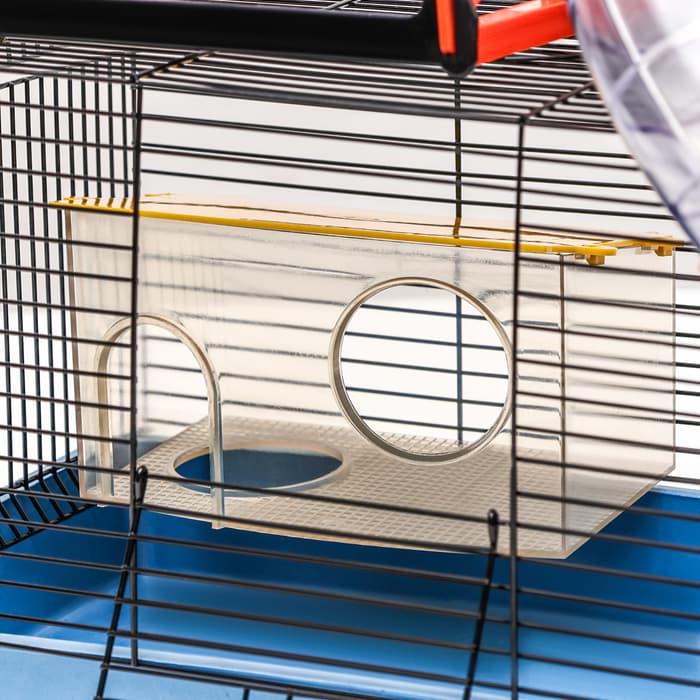 Клетка для грызунов малая, 40×25×22 см, с лабиринтом, колесом и домом, цвет МИКС